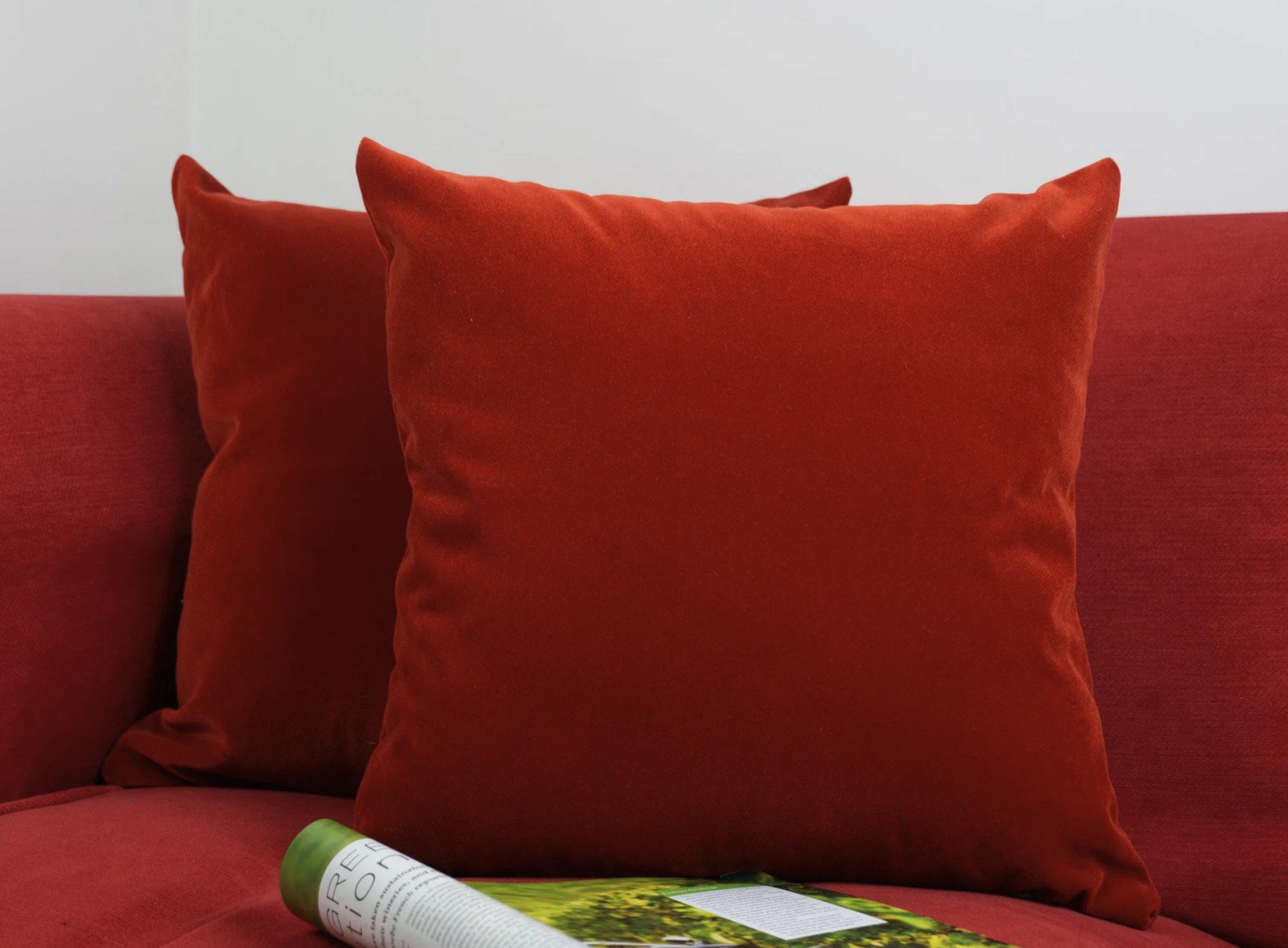 Luxury Velvet Tomato Red Lumbar Pillow Covers Rust Cushion Covers, (all Sizes)