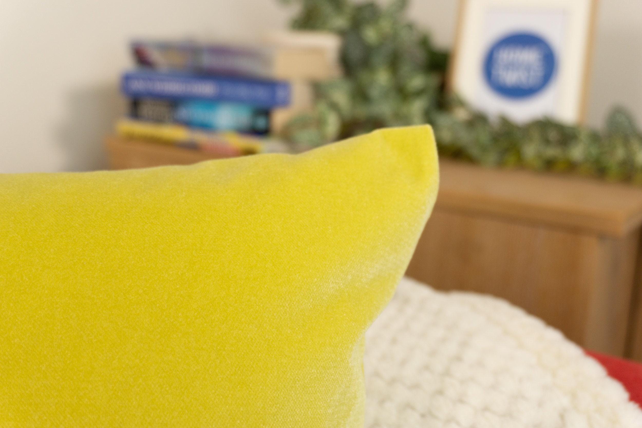 Velvet Yellow Cushion Cover Soft Lemon Yellow Sofa Cushion Luxury Cotton Velvet Pillow Cover For Couch Or Bed