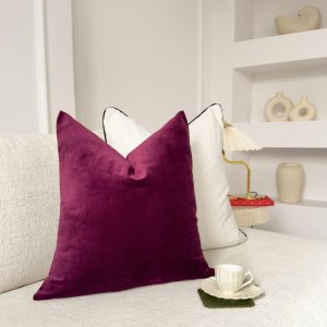 Velvet Burgundy Cushion Cover Aubergine Sofa Cushion Soft Cotton Velvet Decorative Scatter Cushion For Couch Or Bed (all Sizes)