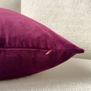 Velvet Burgundy Cushion Cover Aubergine Sofa Cushion Soft Cotton Velvet Decorative Scatter Cushion For Couch Or Bed (all Sizes)