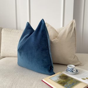 Velvet Cobalt Blue Cushion Cover Navy Blue Sofa Cushion Soft Cotton Velvet Lumbar Cushion For Couch Or Bed