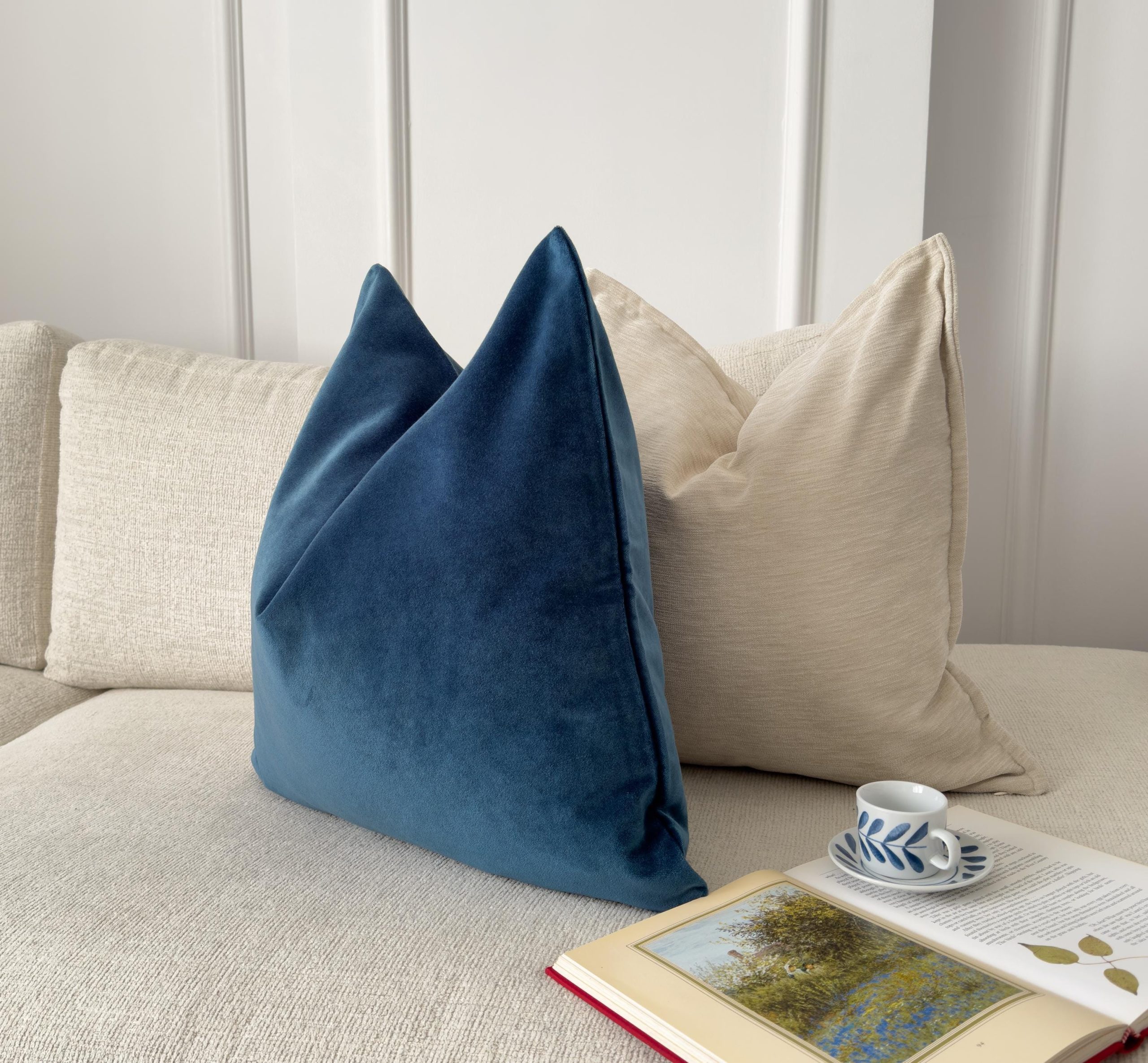 Velvet Cobalt Blue Cushion Cover Navy Blue Sofa Cushion Soft Cotton Velvet Lumbar Cushion For Couch Or Bed