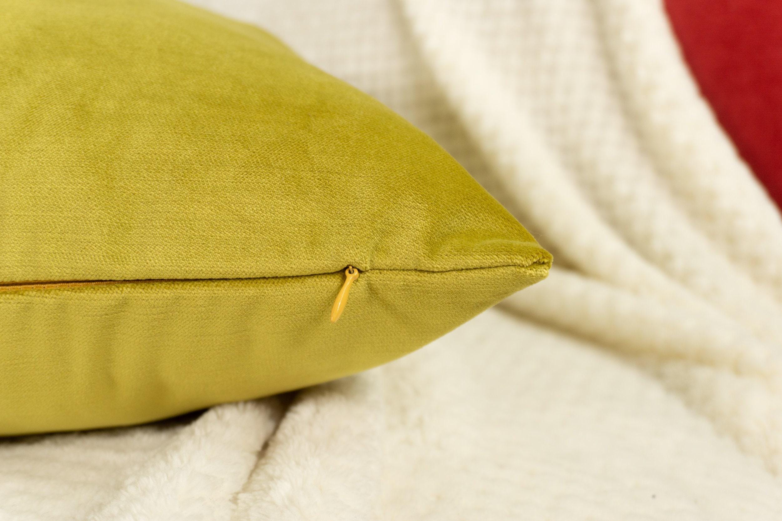 Velvet Golden Olive Cushion Cover Mustard Sofa Cushion Soft Cotton Velvet Decorative Cushion For Couch Or Bed