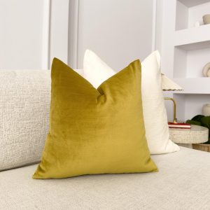 Velvet Golden Olive Cushion Cover Mustard Sofa Cushion Soft Cotton Velvet Decorative Cushion For Couch Or Bed