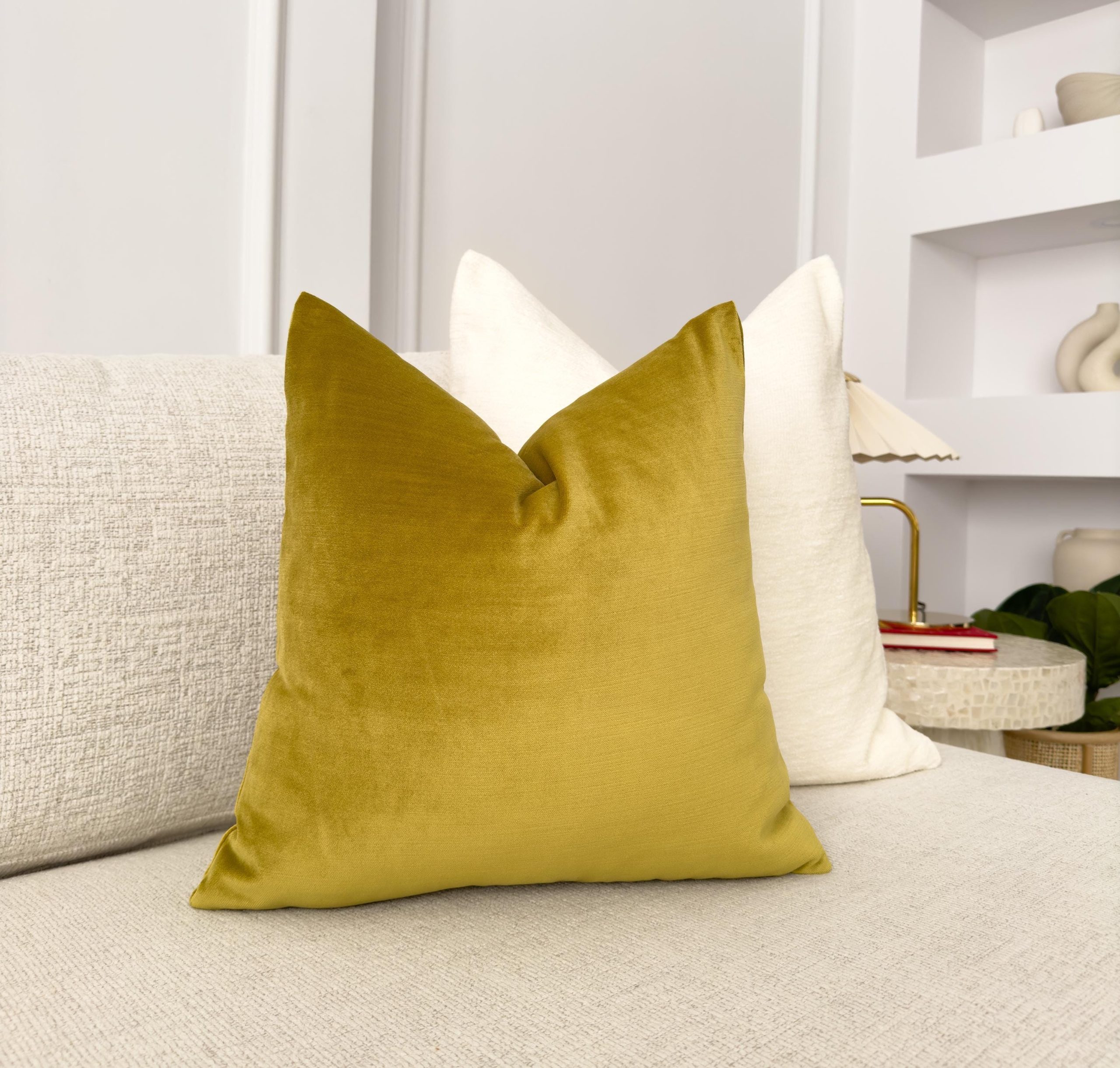 Velvet Golden Olive Cushion Cover Mustard Sofa Cushion Soft Cotton Velvet Decorative Cushion For Couch Or Bed