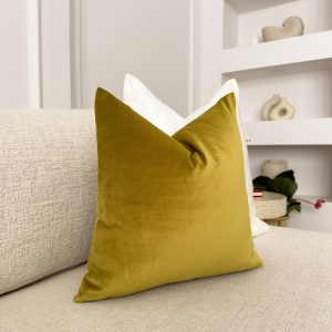 Velvet Golden Olive Cushion Cover Mustard Sofa Cushion Soft Cotton Velvet Decorative Cushion For Couch Or Bed