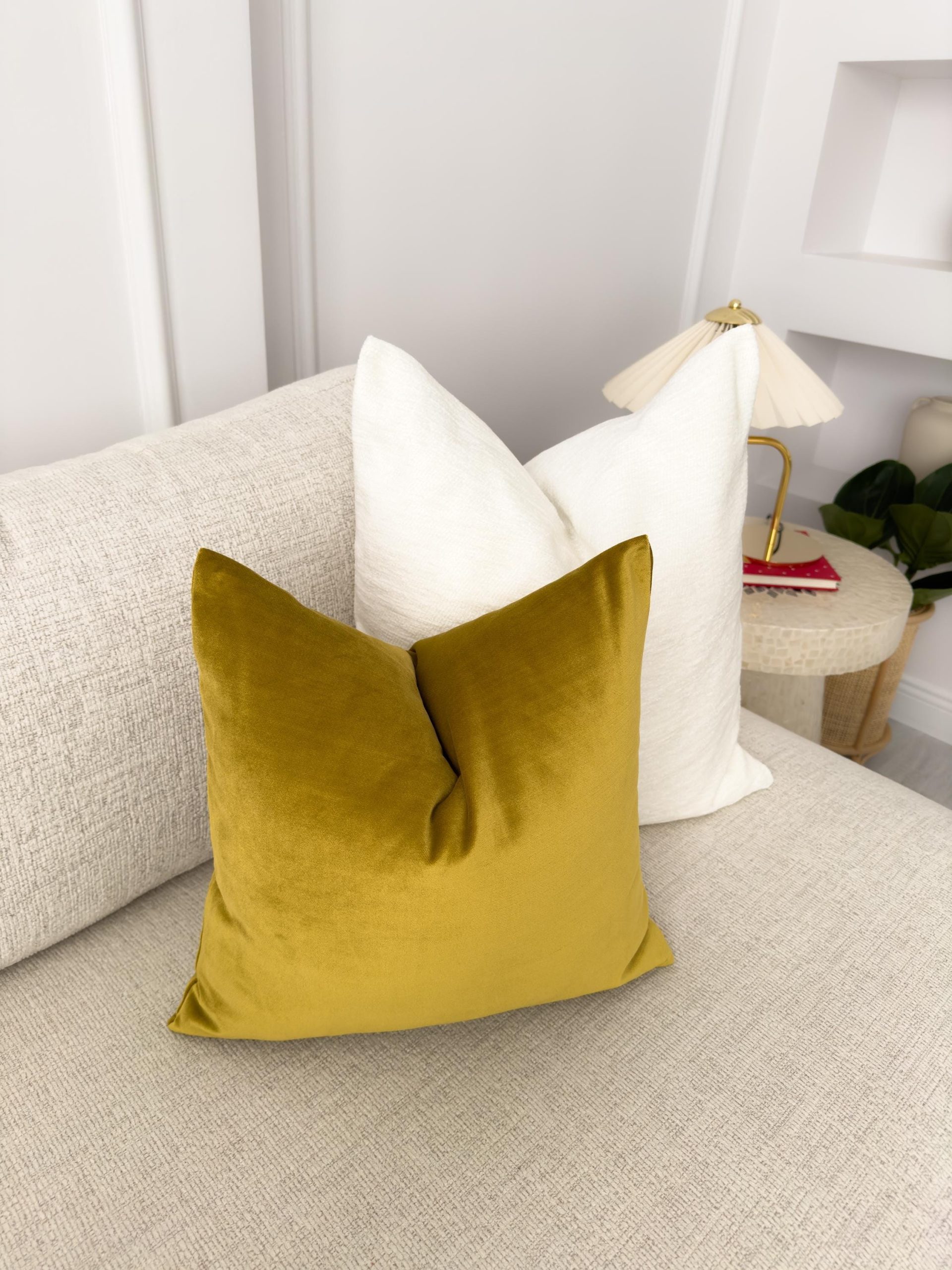 Velvet Golden Olive Cushion Cover Mustard Sofa Cushion Soft Cotton Velvet Decorative Cushion For Couch Or Bed