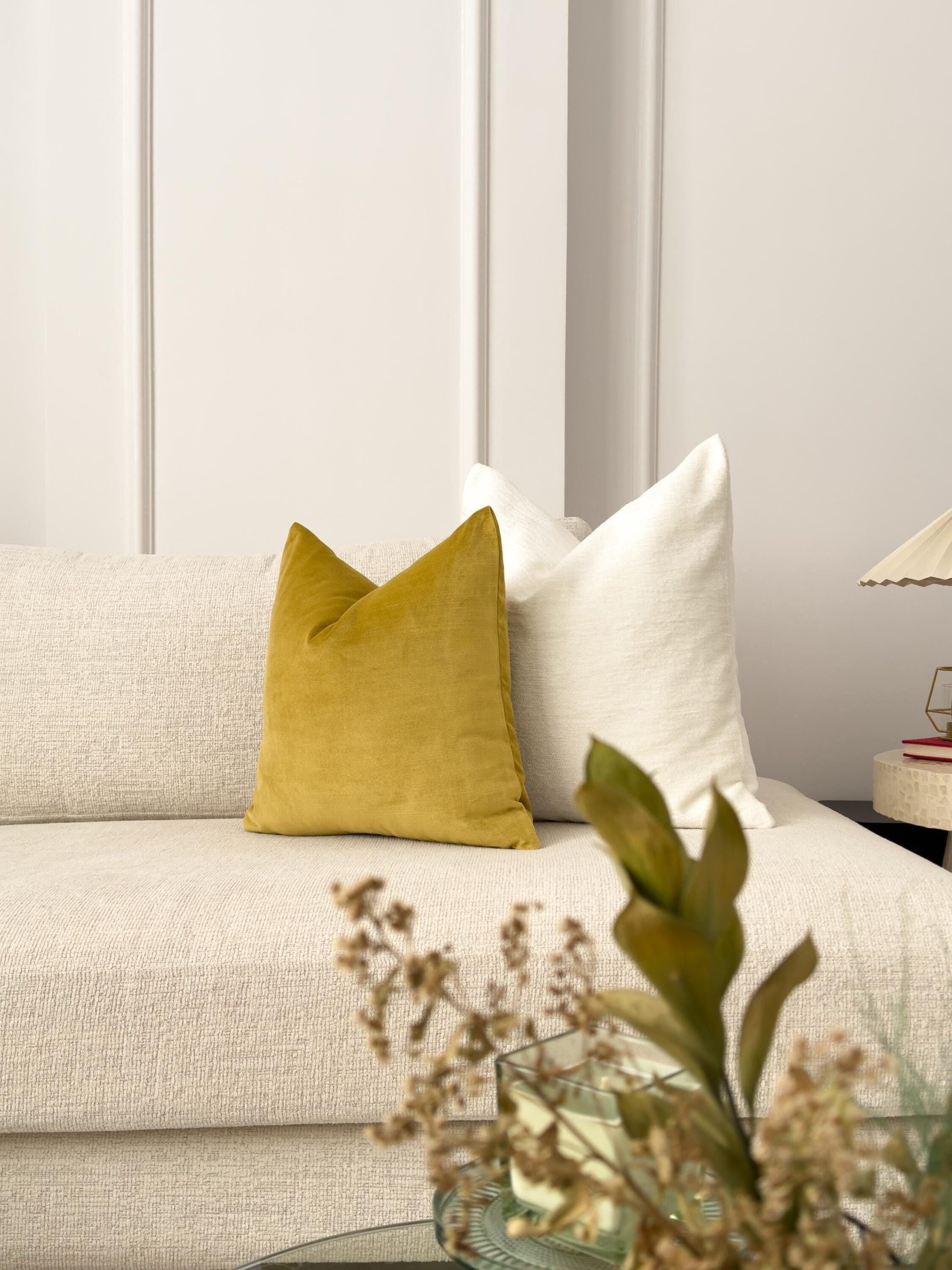 Velvet Golden Olive Cushion Cover Mustard Sofa Cushion Soft Cotton Velvet Decorative Cushion For Couch Or Bed