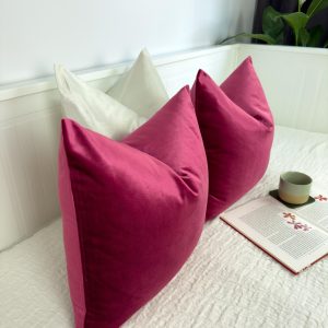 Velvet Fuchsia Pillow Cover: Decorative Pink Cushion Cover All Sizes