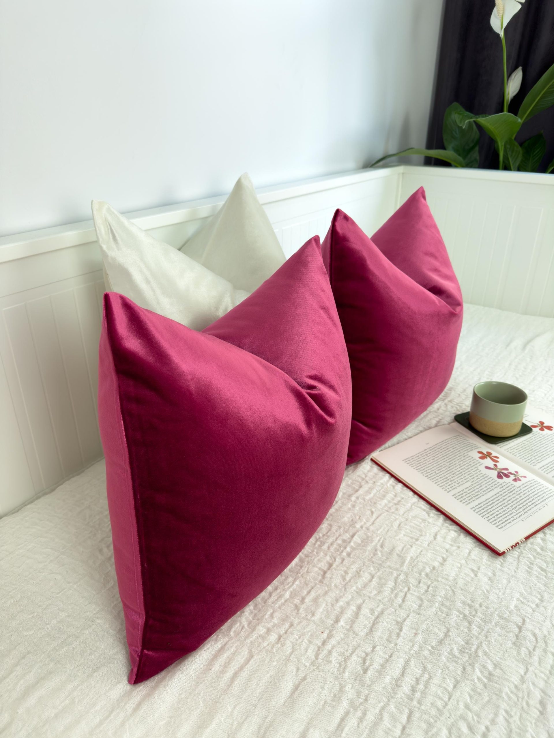 Velvet Fuchsia Pillow Cover: Decorative Pink Cushion Cover All Sizes