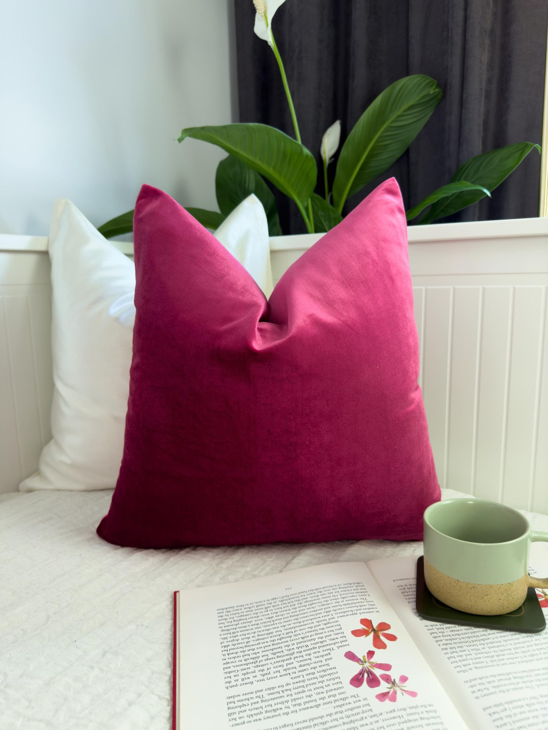 Velvet Fuchsia Pillow Cover: Decorative Pink Cushion Cover All Sizes