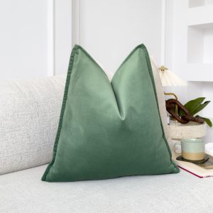 Velvet Sage Green Cushion Cover Decorative Moss Green Sofa Cushion Soft Cotton Velvet Lumbar Cushion For Couch Or Bed