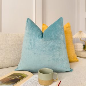 Velvet Aqua Blue Cushion Cover Turquoise Sofa Cushion Soft Cotton Velvet Decorative Cushion For Couch Or Bed