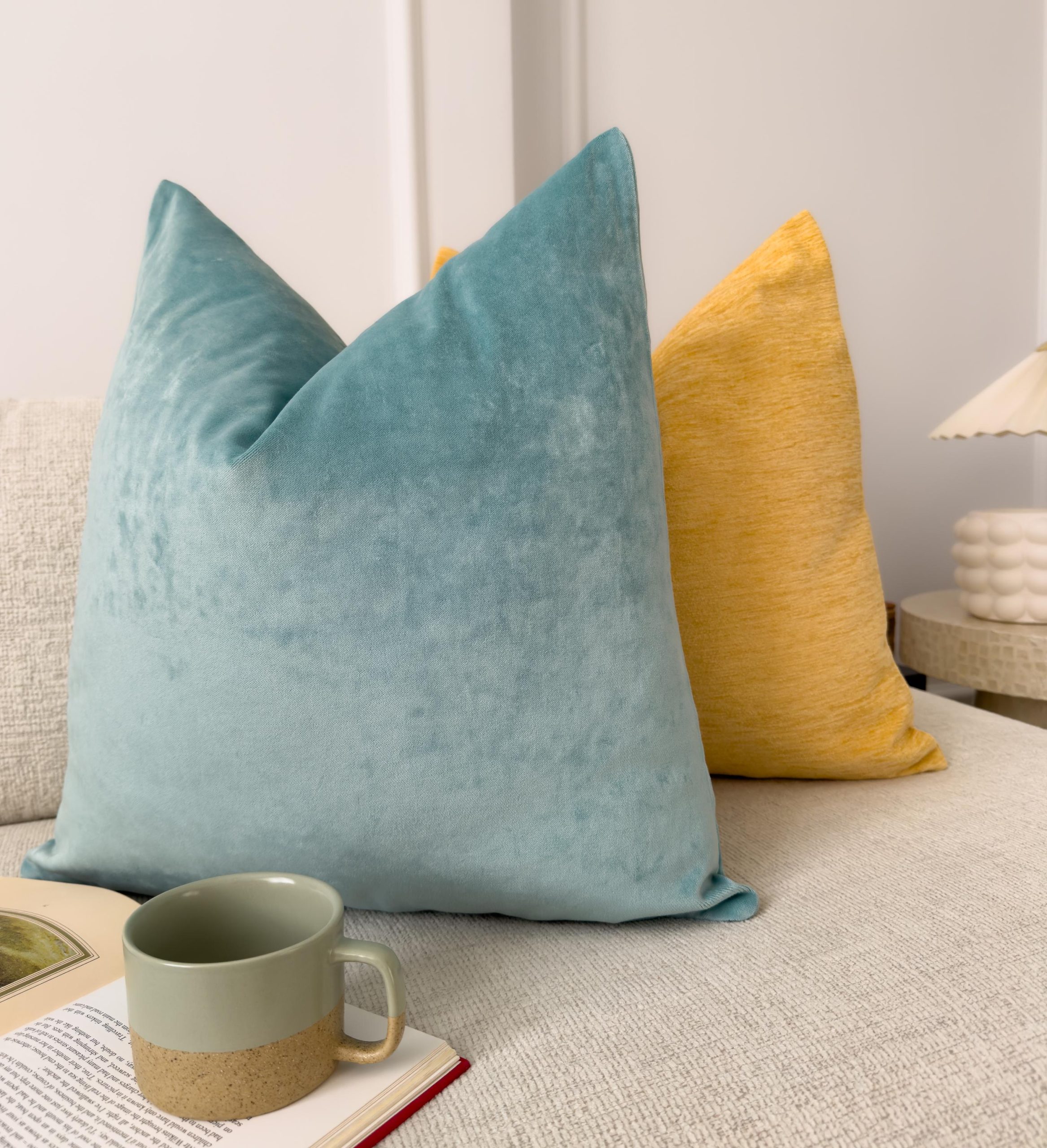 Velvet Aqua Blue Cushion Cover Turquoise Sofa Cushion Soft Cotton Velvet Decorative Cushion For Couch Or Bed