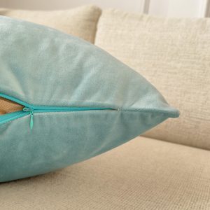 Velvet Aqua Blue Cushion Cover Turquoise Sofa Cushion Soft Cotton Velvet Decorative Cushion For Couch Or Bed