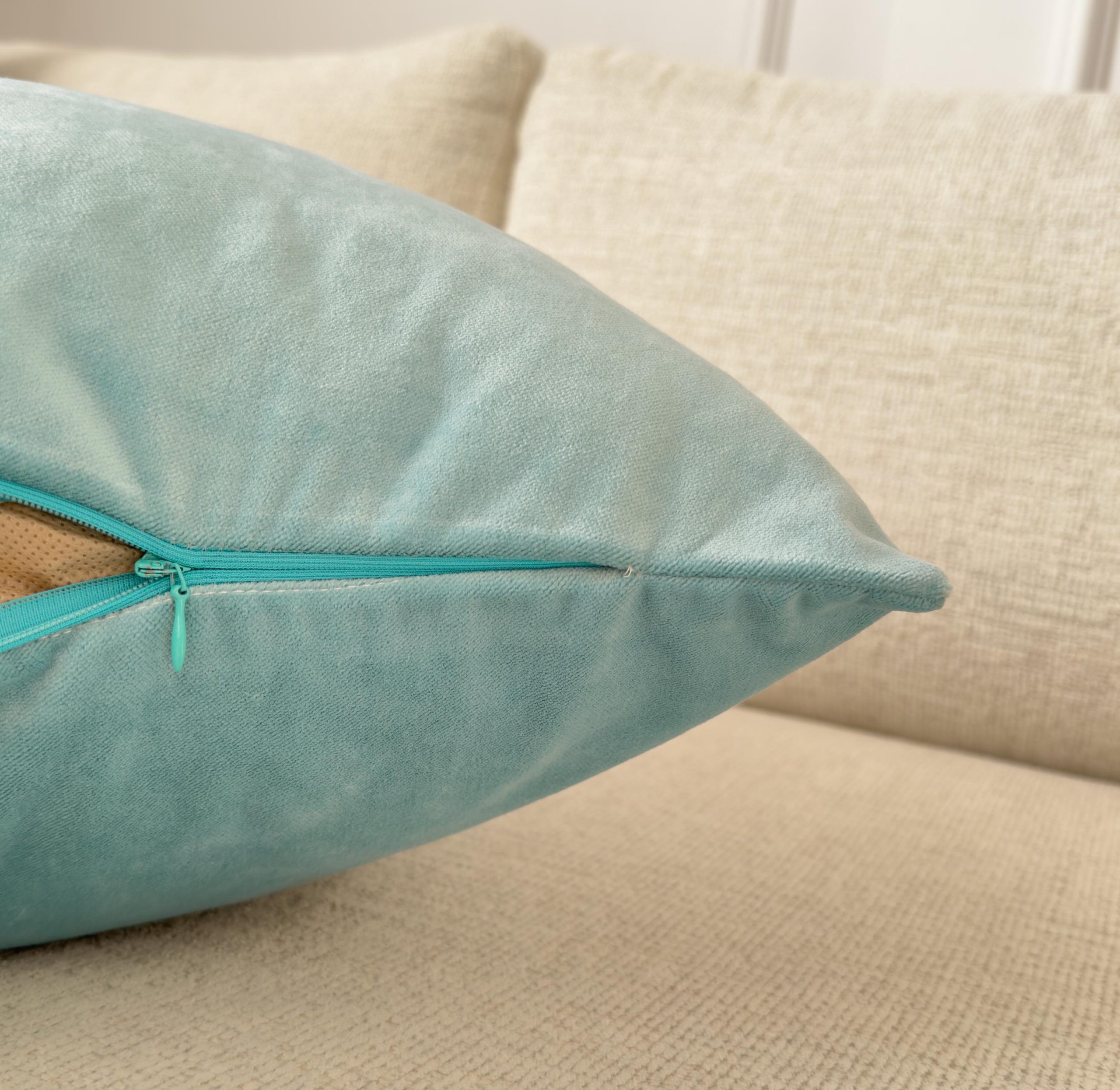 Velvet Aqua Blue Cushion Cover Turquoise Sofa Cushion Soft Cotton Velvet Decorative Cushion For Couch Or Bed