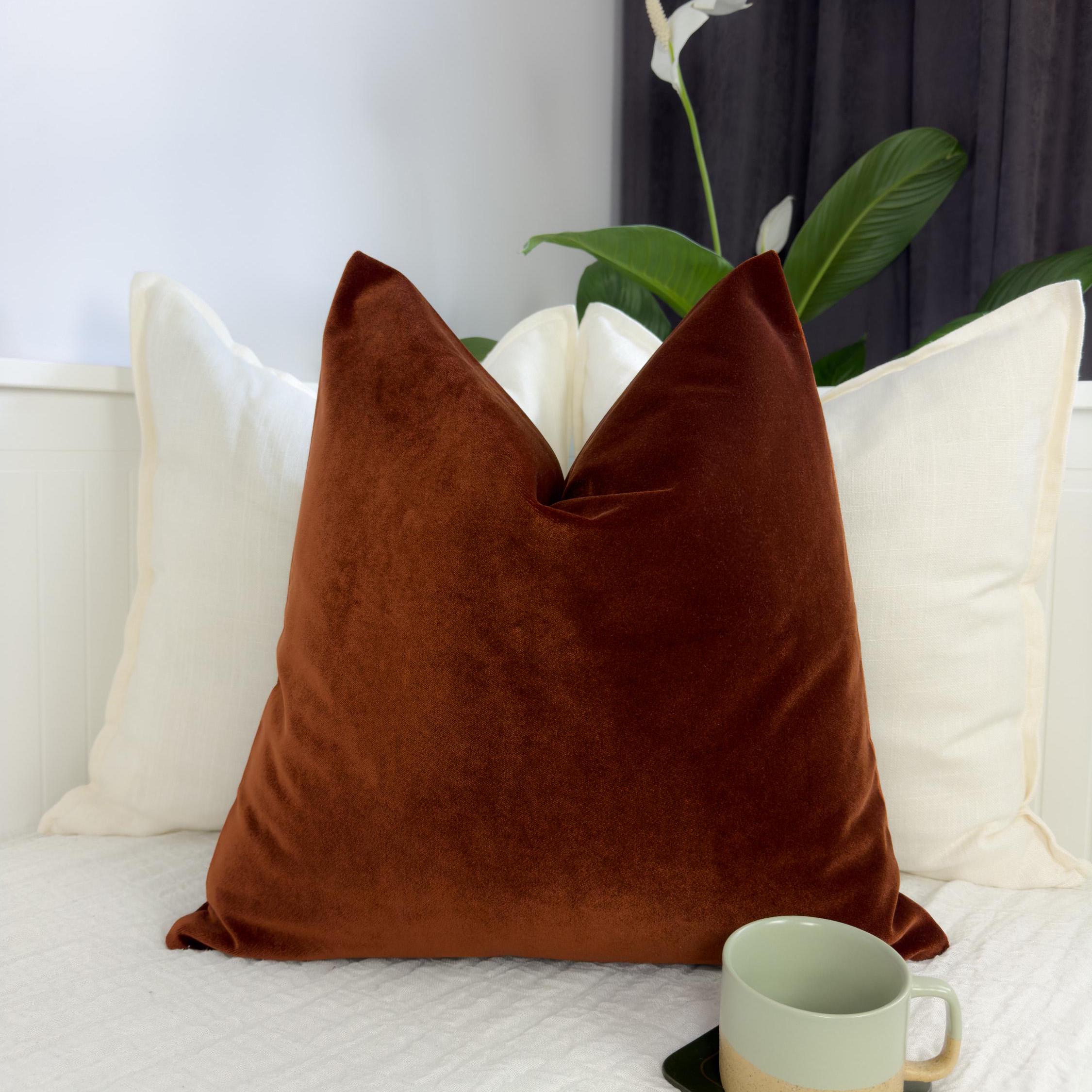 Velvet Terracotta Pillow Cover, Velvet Rust Pillow Cover, Burnt Terracotta Cushion Cover, (all Sizes)