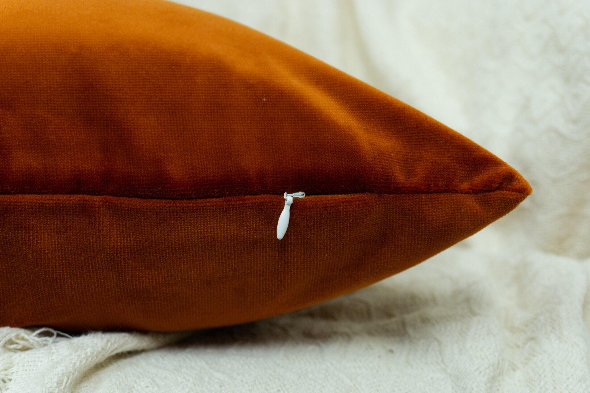 Velvet Burnt Orange Colourblock Cushion Cover For Home Decor Velvet Orange Cream Linen Cushion Cover (all Sizes)