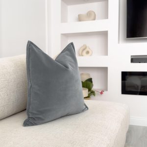 Velvet Dark Grey Cushion Cover Soft Grey Sofa Cushion Elegant Velvet Pillow Cover For Couch Or Bed (all Sizes)
