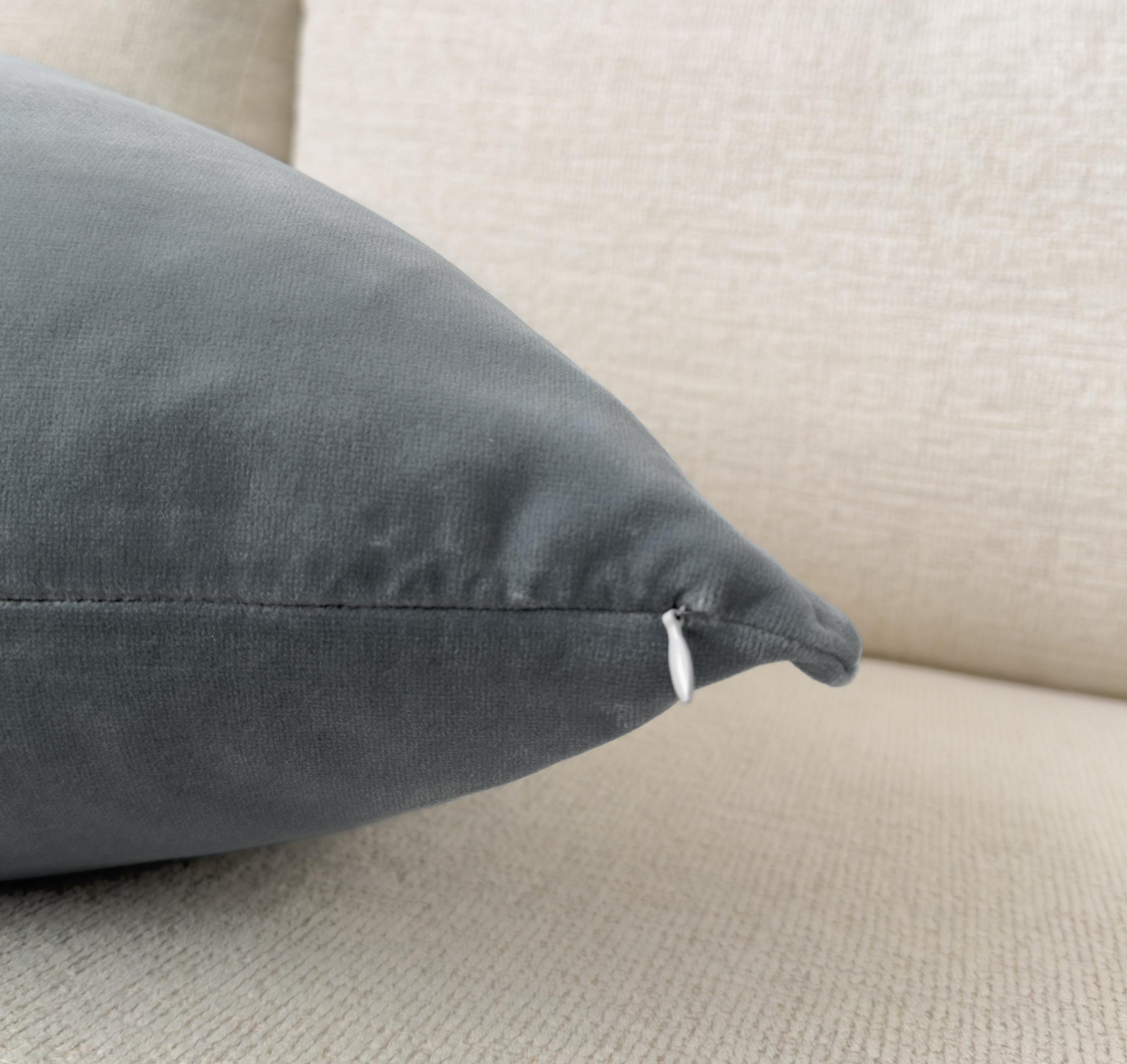 Velvet Dark Grey Cushion Cover Soft Grey Sofa Cushion Elegant Velvet Pillow Cover For Couch Or Bed (all Sizes)