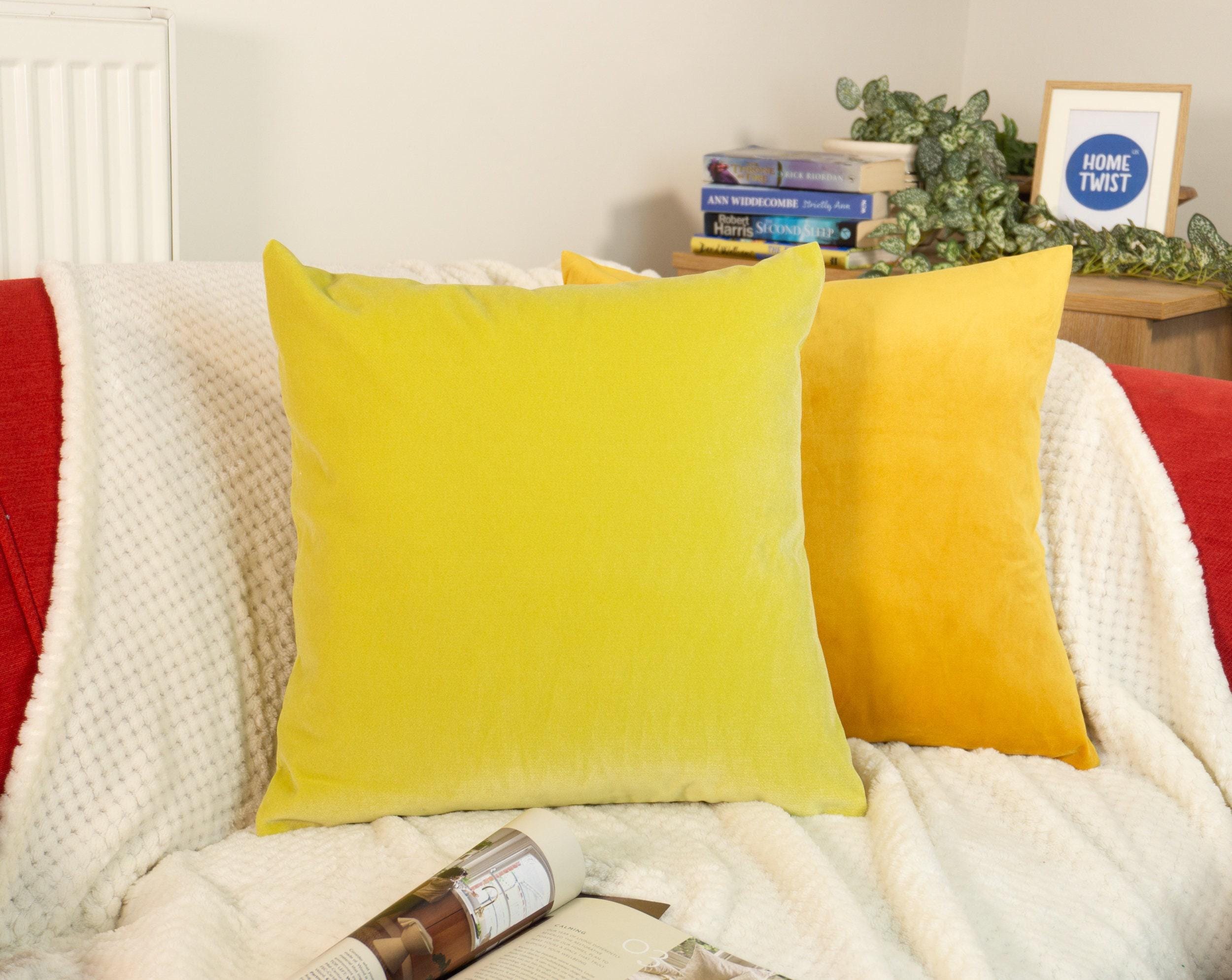 Velvet Yellow Cushion Cover Soft Lemon Yellow Sofa Cushion Luxury Cotton Velvet Pillow Cover For Couch Or Bed
