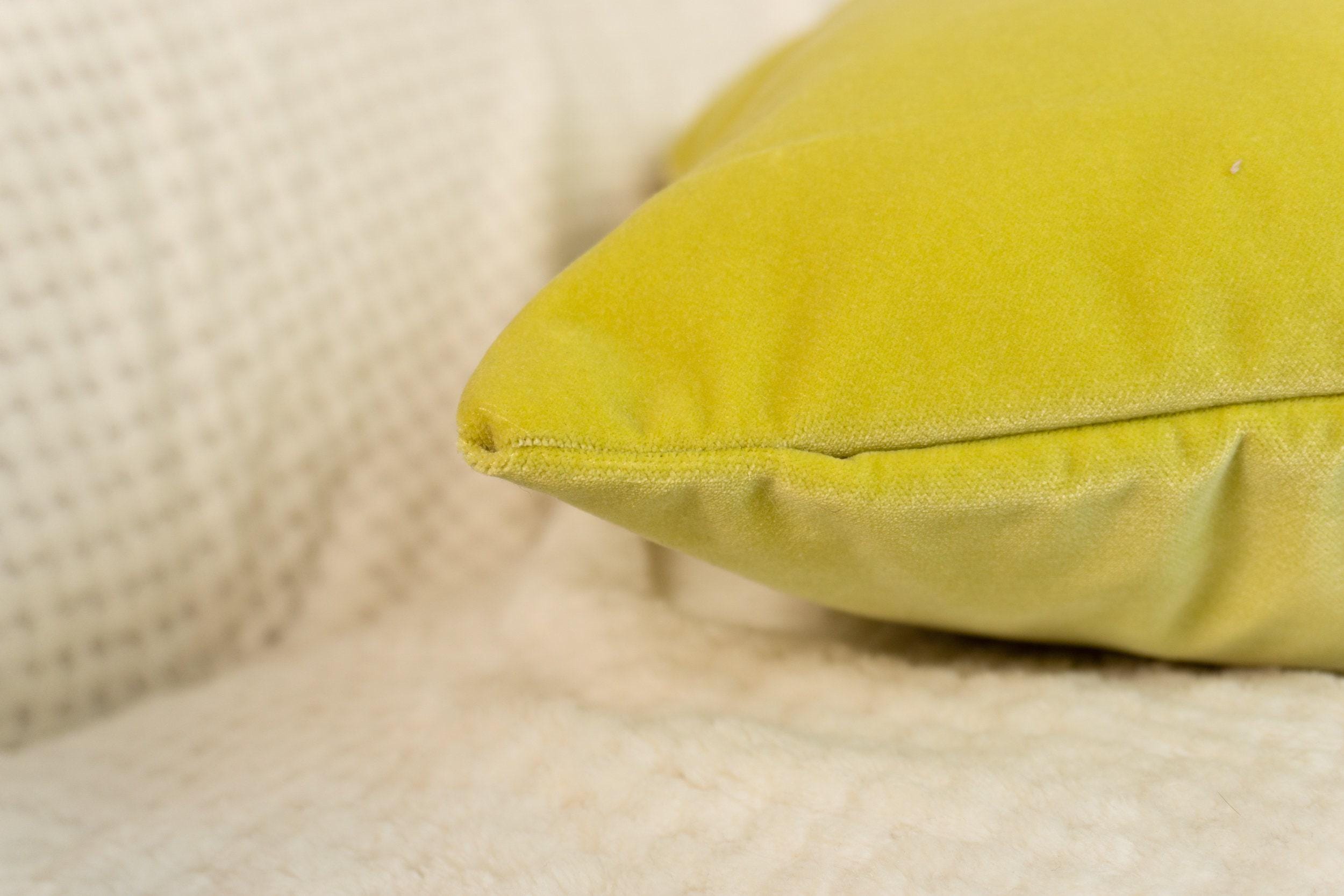 Velvet Yellow Cushion Cover Soft Lemon Yellow Sofa Cushion Luxury Cotton Velvet Pillow Cover For Couch Or Bed