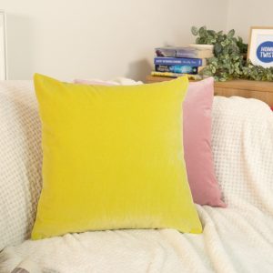 Velvet Yellow Cushion Cover Soft Lemon Yellow Sofa Cushion Luxury Cotton Velvet Pillow Cover For Couch Or Bed