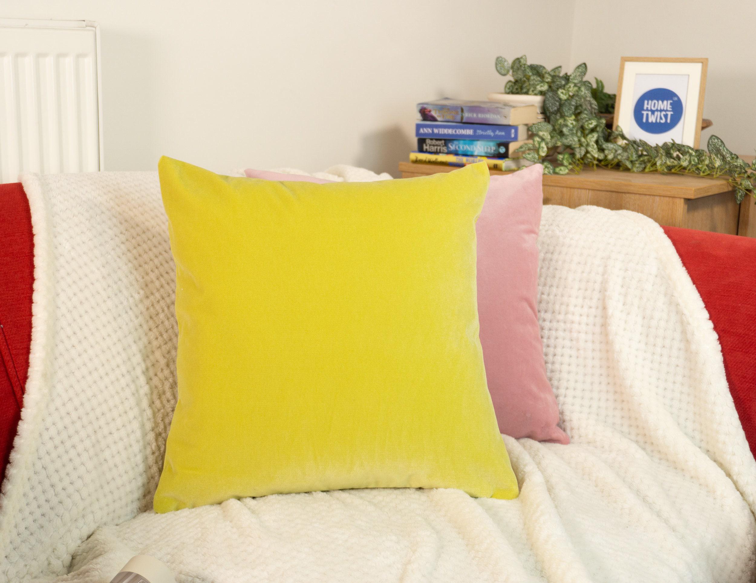 Velvet Yellow Cushion Cover Soft Lemon Yellow Sofa Cushion Luxury Cotton Velvet Pillow Cover For Couch Or Bed