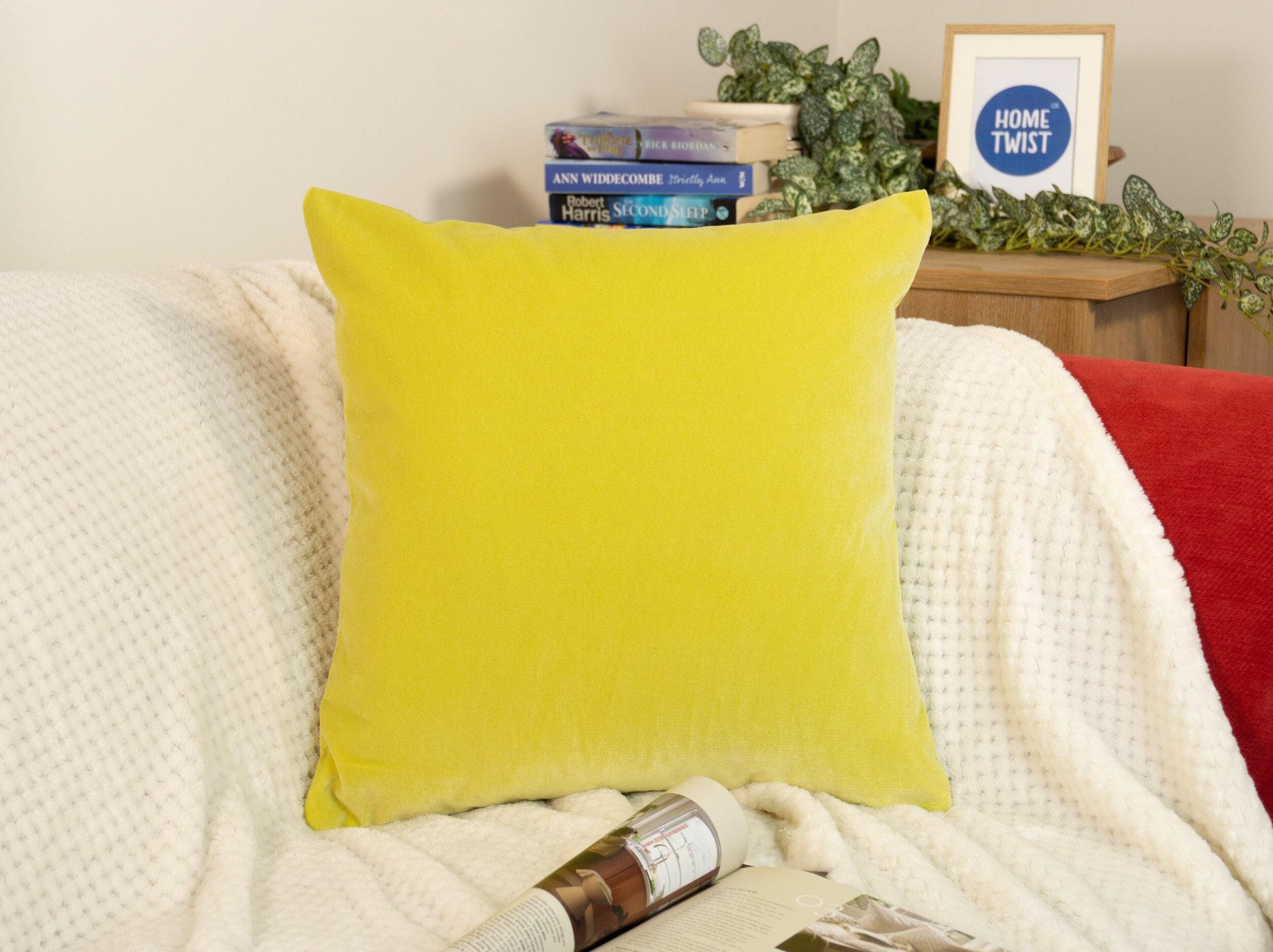 Velvet Yellow Cushion Cover Soft Lemon Yellow Sofa Cushion Luxury Cotton Velvet Pillow Cover For Couch Or Bed