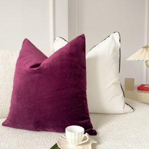 Velvet Burgundy Cushion Cover Aubergine Sofa Cushion Soft Cotton Velvet Decorative Scatter Cushion For Couch Or Bed (all Sizes)