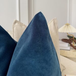 Velvet Cobalt Blue Cushion Cover Navy Blue Sofa Cushion Soft Cotton Velvet Lumbar Cushion For Couch Or Bed