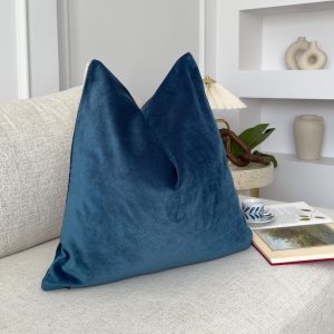 Velvet Cobalt Blue Cushion Cover Navy Blue Sofa Cushion Soft Cotton Velvet Lumbar Cushion For Couch Or Bed