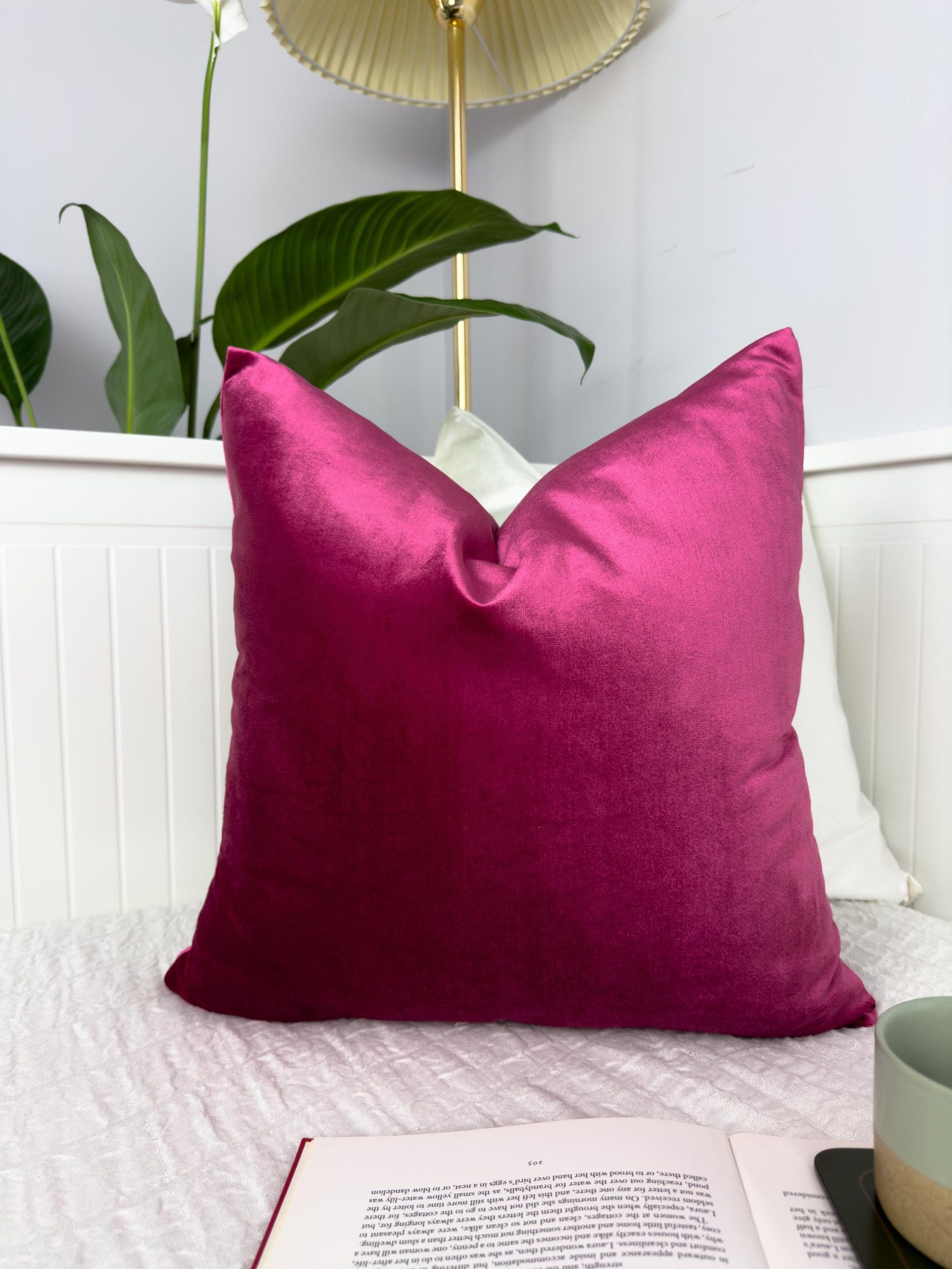 Velvet Fuchsia Pillow Cover: Decorative Pink Cushion Cover All Sizes