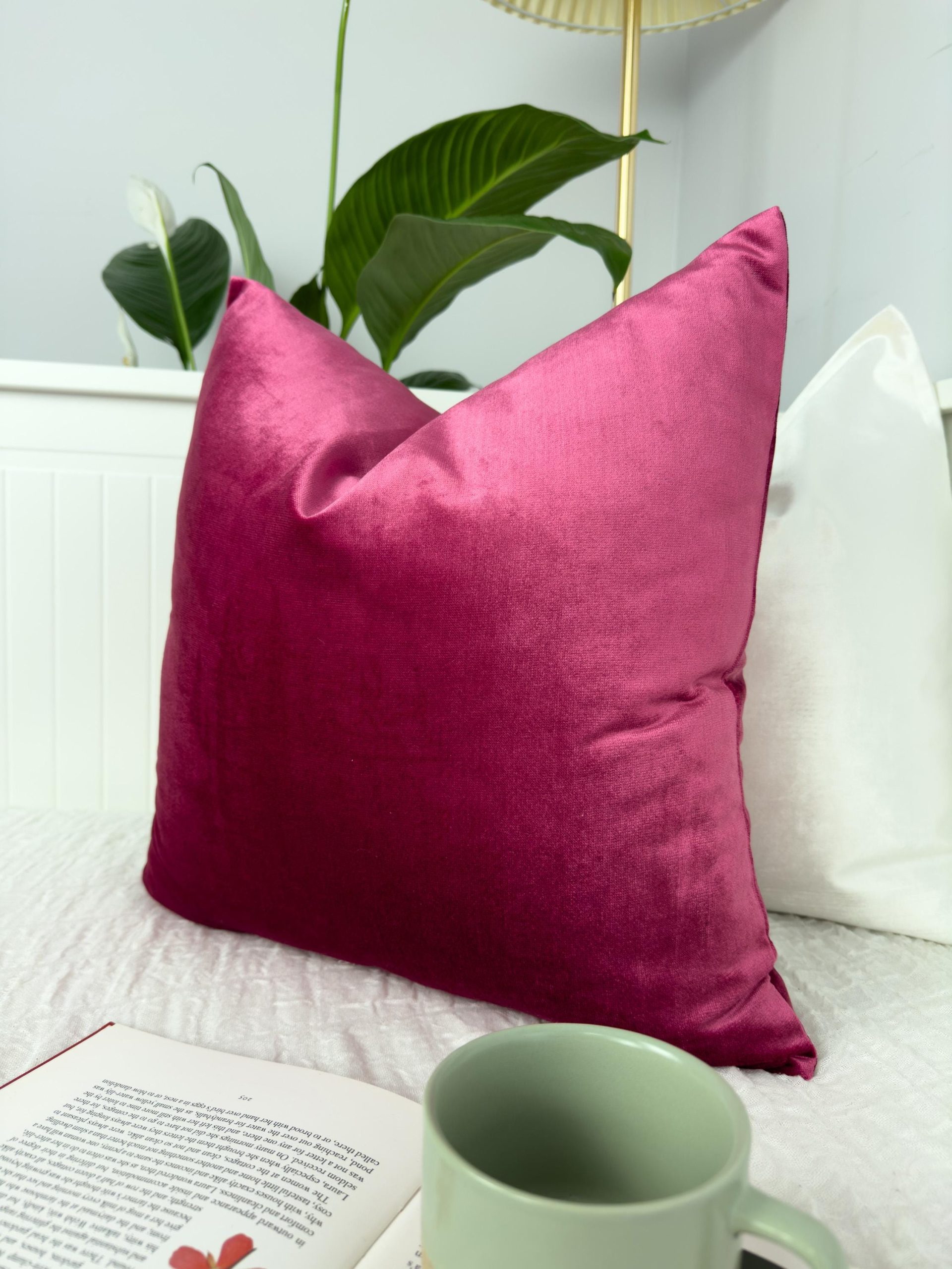 Velvet Fuchsia Pillow Cover: Decorative Pink Cushion Cover All Sizes