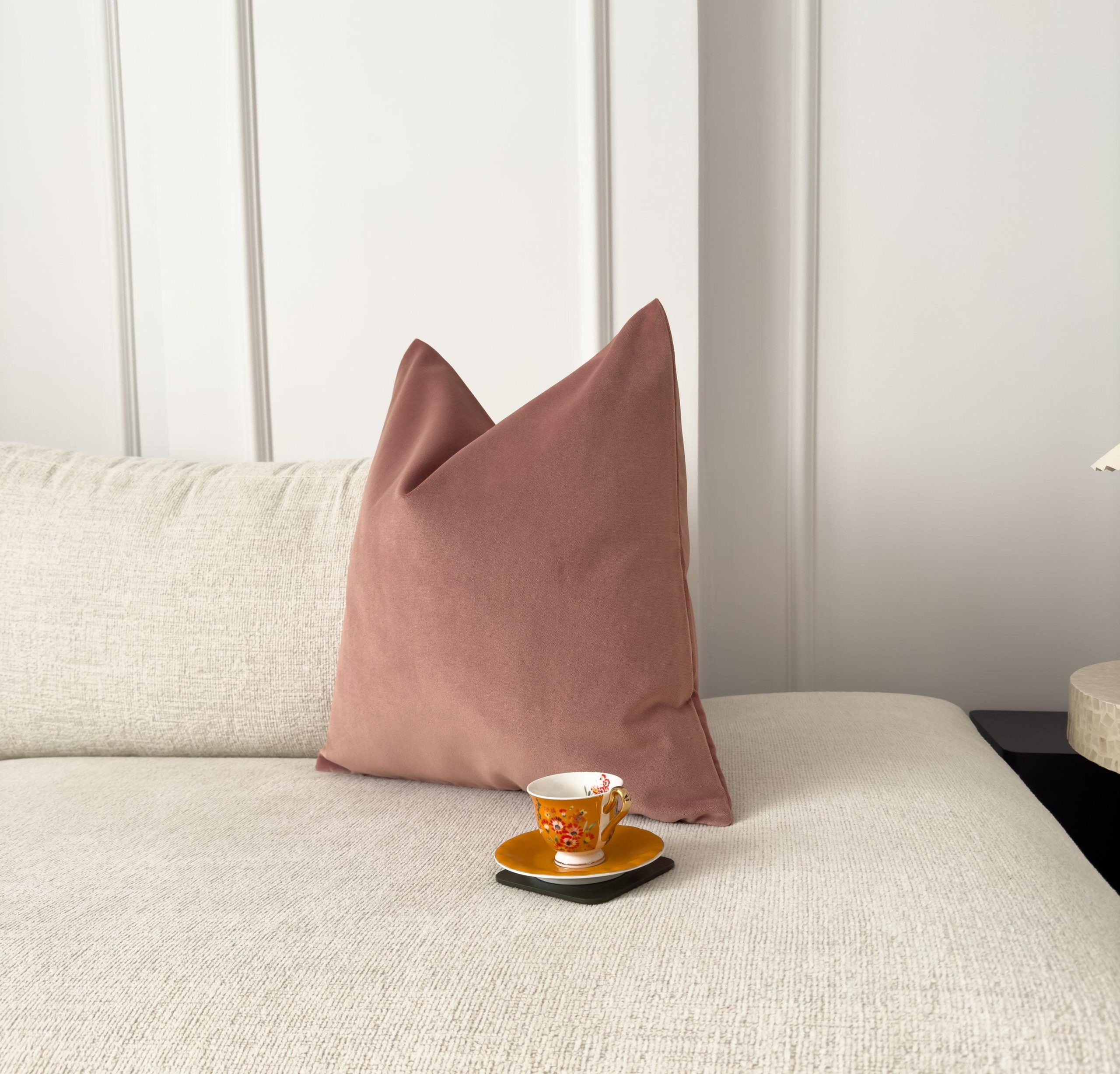 Velvet Dusty Pink Cushion Cover Powder Pink Sofa Cushion Soft Cotton Velvet Lumbar Cushion For Couch Or Bed