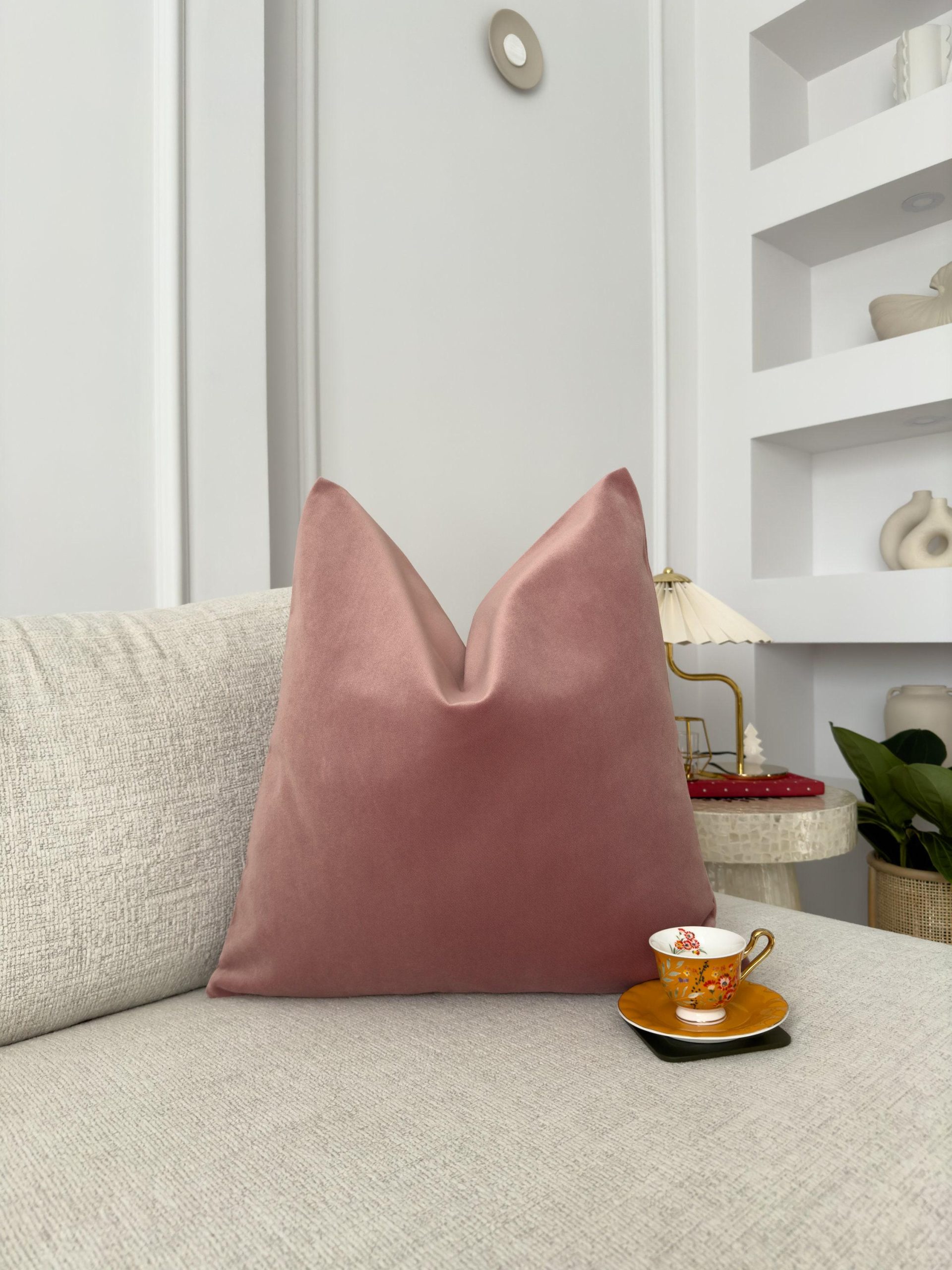 Velvet Dusty Pink Cushion Cover Powder Pink Sofa Cushion Soft Cotton Velvet Lumbar Cushion For Couch Or Bed