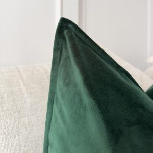 Dark Green Cotton Velvet Pillow Cover: Emerald Decorative Cushion Cover All Sizes