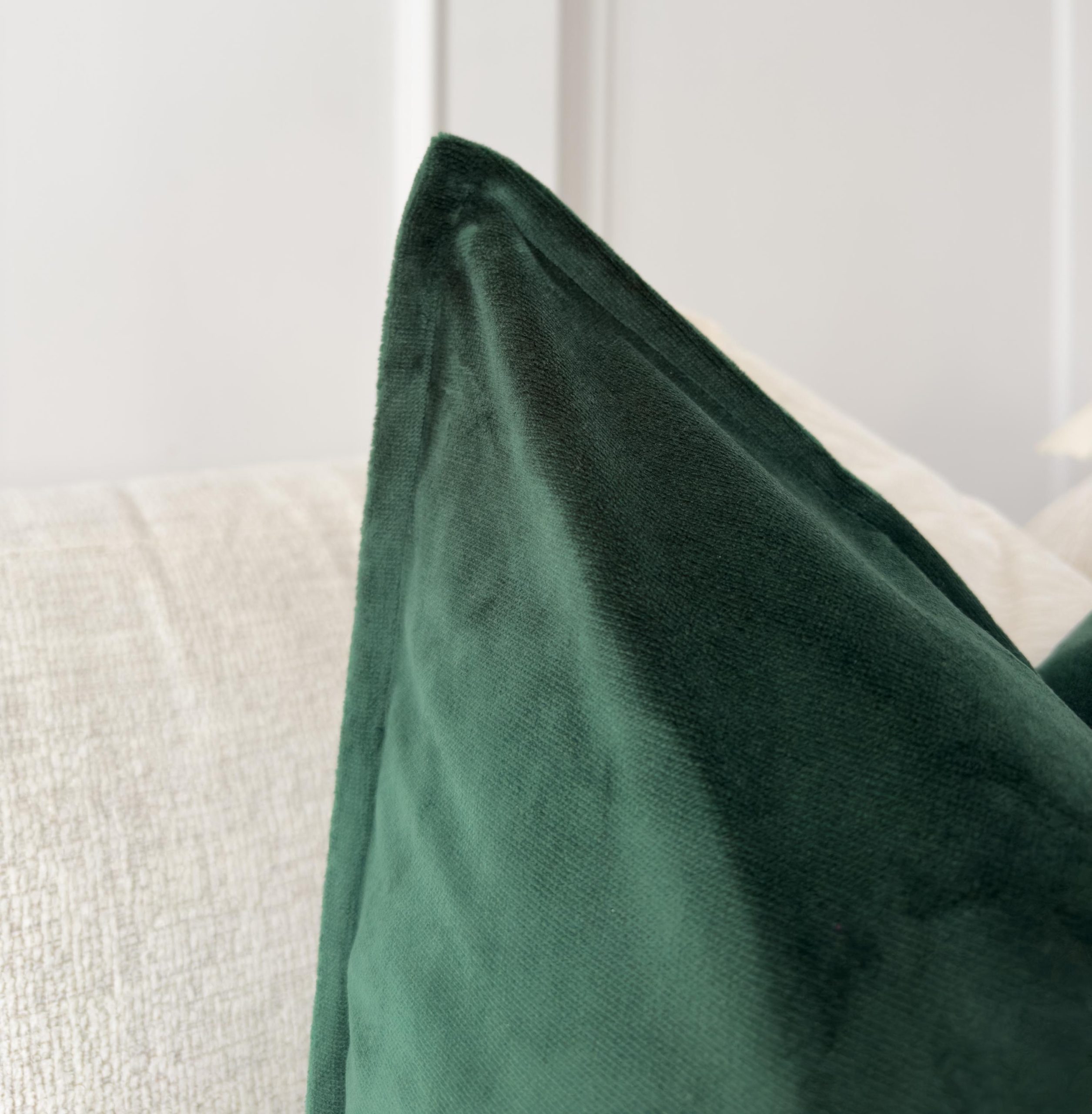 Dark Green Cotton Velvet Pillow Cover: Emerald Decorative Cushion Cover All Sizes