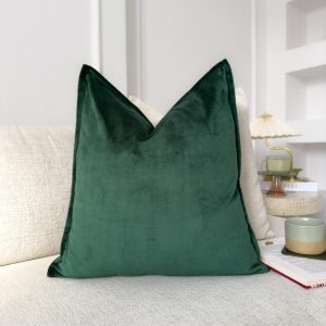 Dark Green Cotton Velvet Pillow Cover: Emerald Decorative Cushion Cover All Sizes