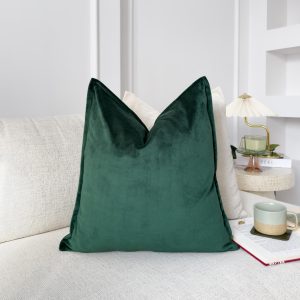 Dark Green Cotton Velvet Pillow Cover: Emerald Decorative Cushion Cover All Sizes