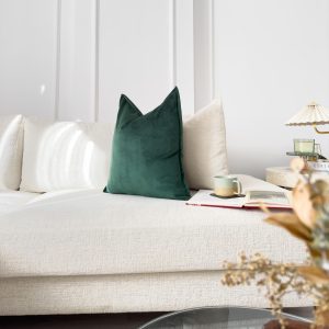 Dark Green Cotton Velvet Pillow Cover: Emerald Decorative Cushion Cover All Sizes