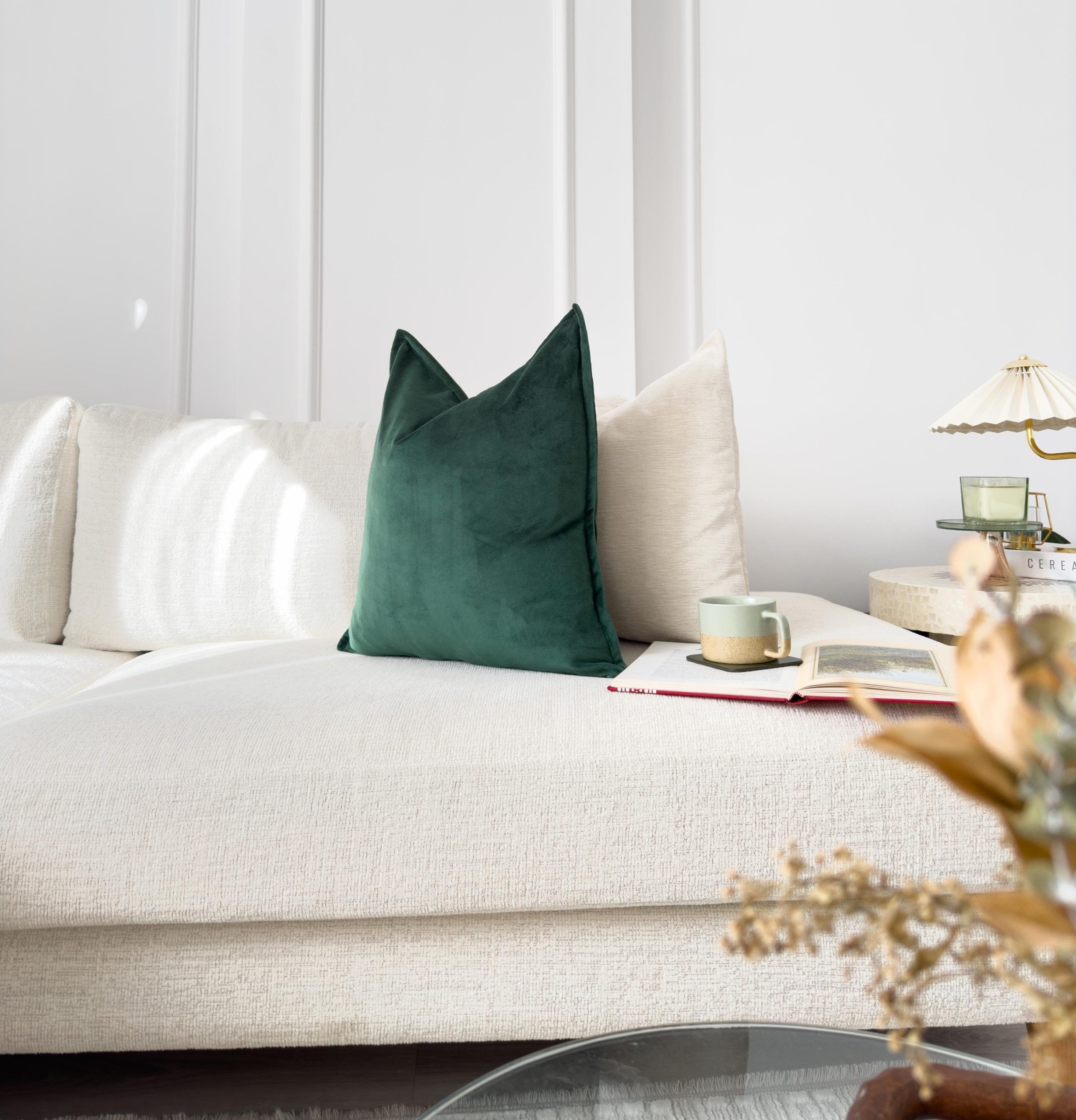 Dark Green Cotton Velvet Pillow Cover: Emerald Decorative Cushion Cover All Sizes