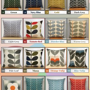 Cotton Linen Scandinavian Style Linear Stem Cushion Covers , 16 Pattern