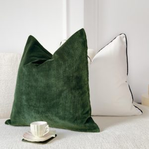 Cord Velvet Dark Green Pillow Cover Home Decor Green Cushion Cover (all Sizes)