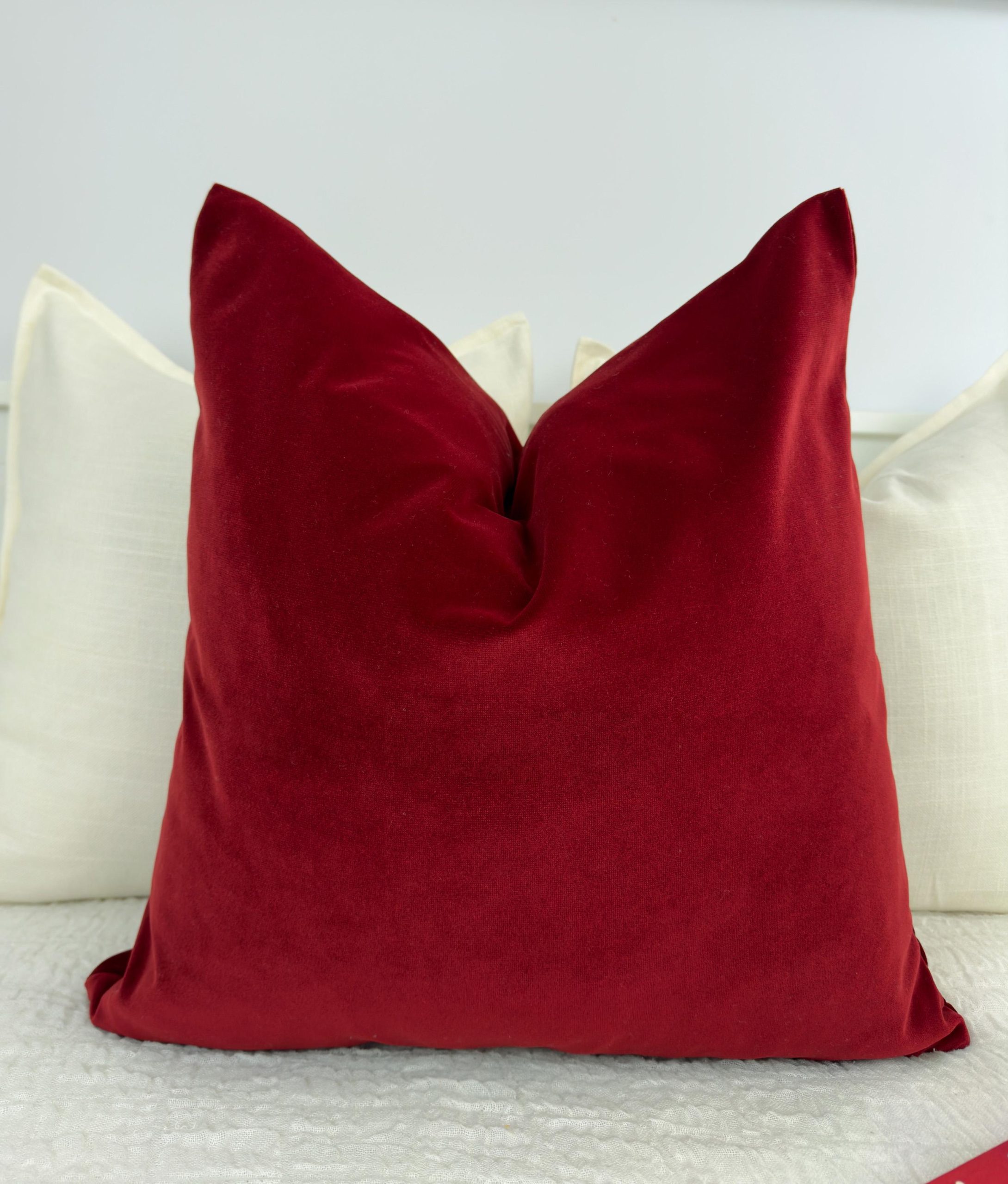 Cotton Velvet Wine Red Pillow Cover, Wine Red Lumbar Cushion-pillow Covers, Christmas Decor Pillow (all Sizes)